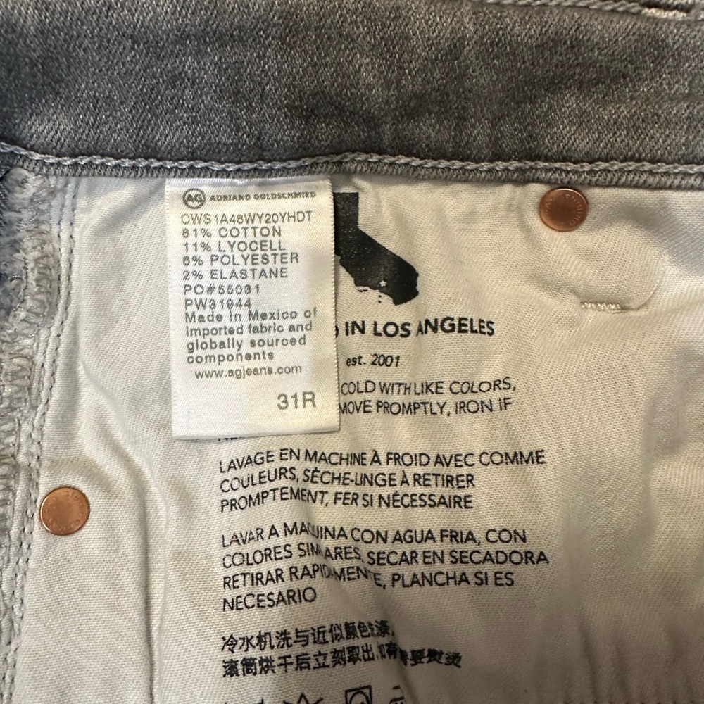 AG Adriano Goldschmied Jeans Womens 31R Gray Mari Crop High Rise Straight - Picture 5 of 6